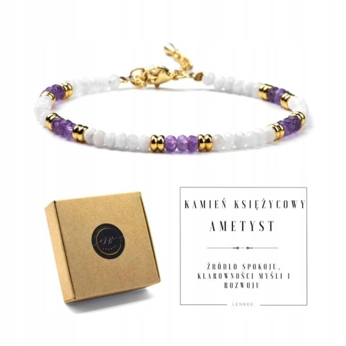 Bransoletka zapinana KAMIEŃ KSIĘŻYCOWY - AMETYST - kamienie naturalne