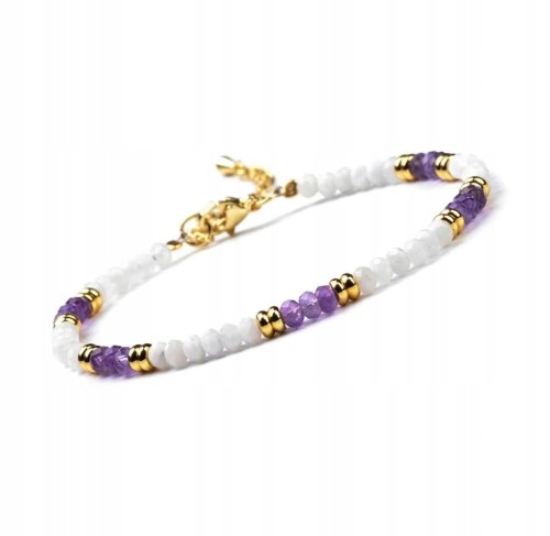 Bransoletka zapinana KAMIEŃ KSIĘŻYCOWY - AMETYST - kamienie naturalne