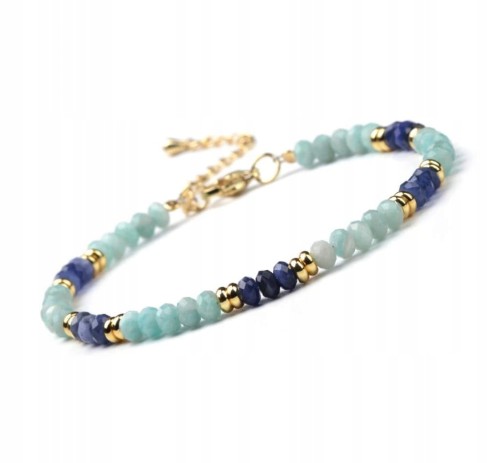 Bransoletka zapinana AMAZONIT LAPIS LAZULI kamienie naturalne
