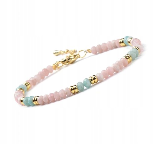 Bransoletka zapinana AWENTURYN BRZOSKWINIOWY AMAZONIT kamienie naturalne