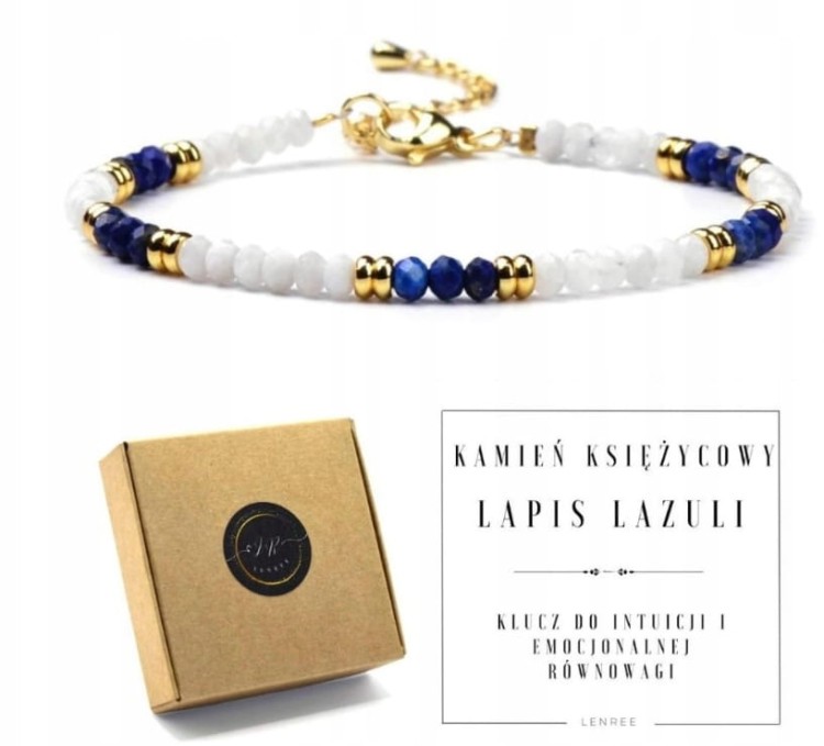 Bransoletka zapinana LAPIS LAZULI KAMIEŃ KSIĘŻYCOWY - kamienie naturalne