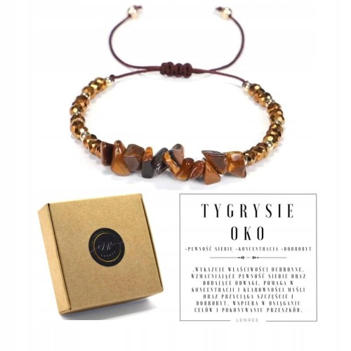 Bransoletka zaciągana TYGRYSIE OKO kamienie naturalne + pudełko