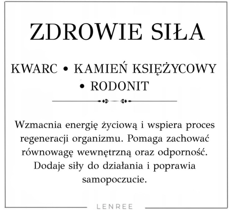 Bransoletka zdrowie siła kwarc kamień księżycowy rodonit LENREE