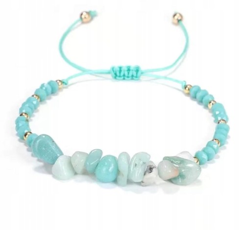 Bransoletka zaciągana AMAZONIT kamienie naturalne + pudełko