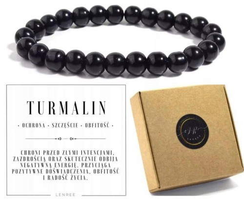 Bransoletka TURMALIN 8mm naturalny kamień ochrona energia obfitość