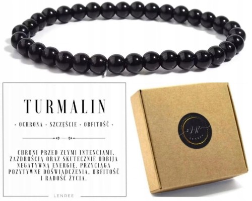 Bransoletka TURMALIN czarny 6mm naturalny kamień ochrona energia równowaga