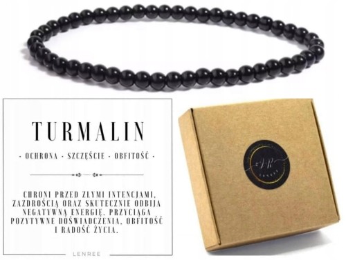 Bransoletka TURMALIN czarny 4mm naturalny kamień ochrona energia
