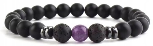 Bransoletka turmalin ametyst uniseks ochrona energia prezent box