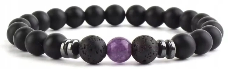 Bransoletka turmalin ametyst uniseks ochrona energia prezent box