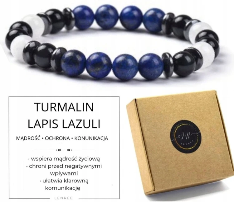 Bransoletka Turmalin i Lapis Lazuli – mądrość, ochrona, prezent
