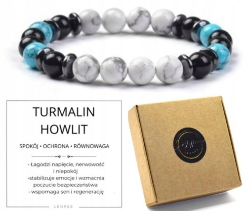 Bransoletka Turmalin Howlit – spokój, ochrona, równowaga, prezent