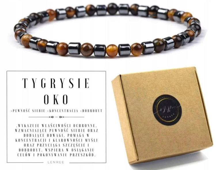 Bransoletka unisex tygrysie oko i hematyt – siła, styl, ochrona