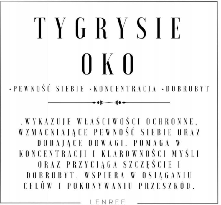 Bransoletka TYGRYSIE OKO naturalne kamienie męska unisex LENREE