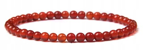 Bransoletka z agatu karneolu 4mm miłość siła odwaga LENREE