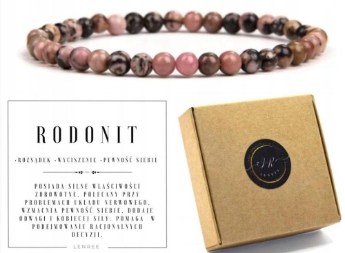 Bransoletka z rodonitu 4mm spokój równowaga pewność siebie LENREE