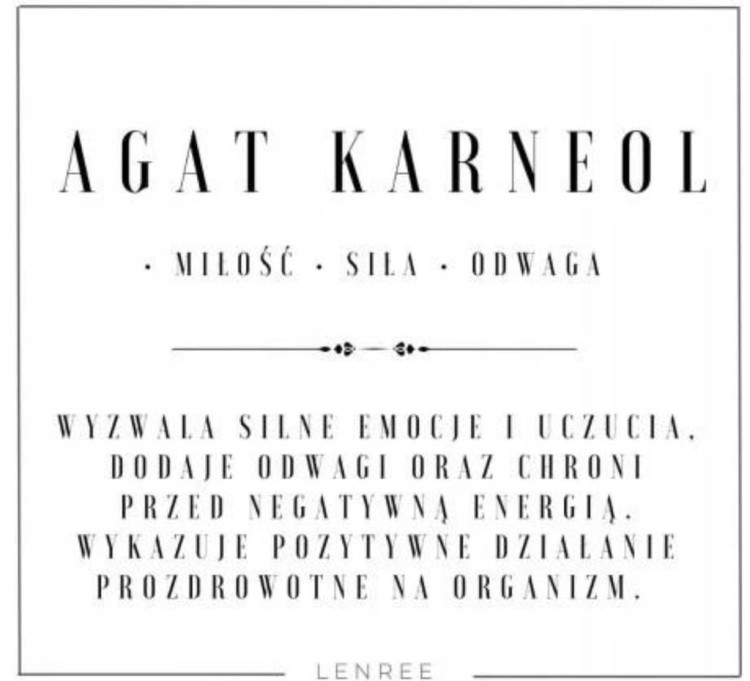 Bransoletka z agatu karneolu 6mm fasetowana miłość siła odwaga LENREE