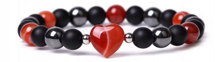 Bransoletka z naturalnym agatem karneolem i turmalinem – energia harmonia