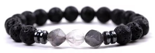 Bransoletka labradoryt lawa wulkaniczna naturalne kamienie unisex LENREE