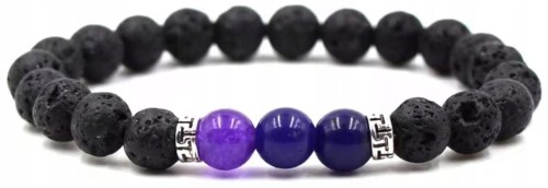 Bransoletka ametyst lawa wulkaniczna naturalne kamienie unisex LENREE