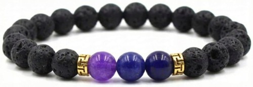 Bransoletka ametyst lawa wulkaniczna naturalne kamienie unisex LENREE