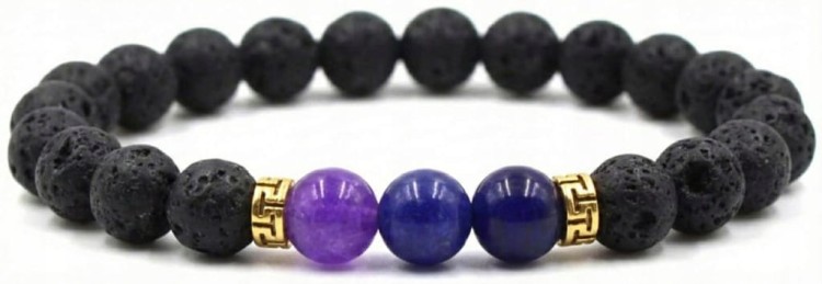Bransoletka ametyst lawa wulkaniczna naturalne kamienie unisex LENREE