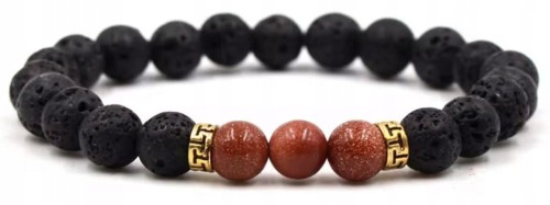 Bransoletka z kamieni naturalnych kamień słoneczny lawa wulkaniczna LENREE