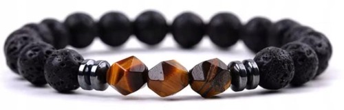 Bransoletka z kamieni naturalnych tygrysie oko lawa hematyt LENREE