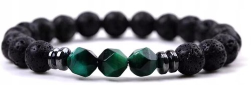 Bransoletka z kamieni naturalnych tygrysie oko lawa hematyt LENREE