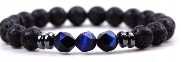 Bransoletka z kamieni naturalnych tygrysie oko lawa hematyt LENREE