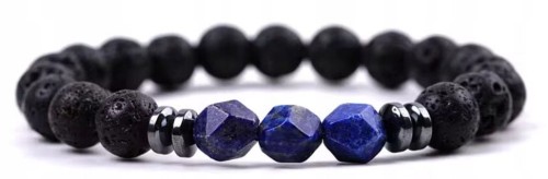 Bransoletka lapis lazuli lawa wulkaniczna hematyt unisex