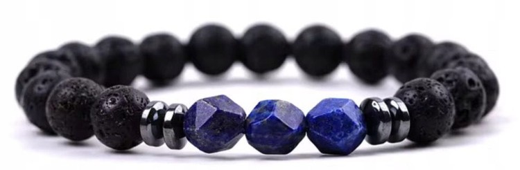 Bransoletka lapis lazuli lawa wulkaniczna hematyt unisex