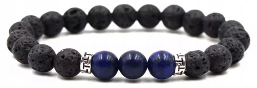 Bransoletka Lapis Lazuli Lawa Wulkaniczna Kamienie Naturalne LENREE