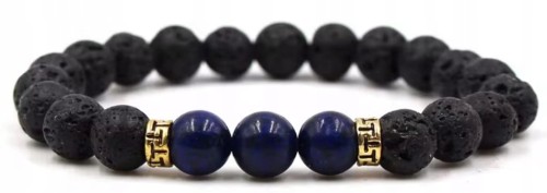 Bransoletka Lapis Lazuli Fasetowany Lawa Wulkaniczna Hematyt Unisex LENREE
