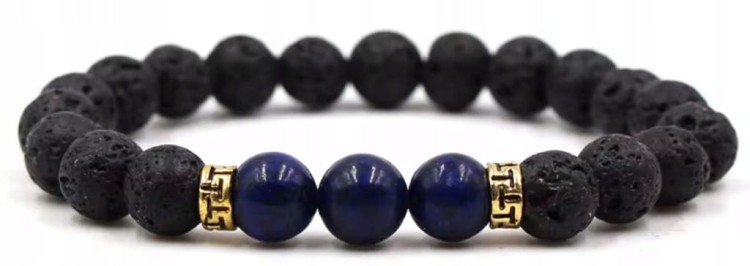 Bransoletka Lapis Lazuli Fasetowany Lawa Wulkaniczna Hematyt Unisex LENREE