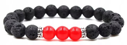 Bransoletka Agat Karneol Lawa Wulkaniczna 8mm Unisex Siła Odwaga LENREE