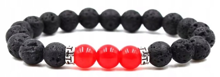 Bransoletka Agat Karneol Lawa Wulkaniczna 8mm Unisex Siła Odwaga LENREE
