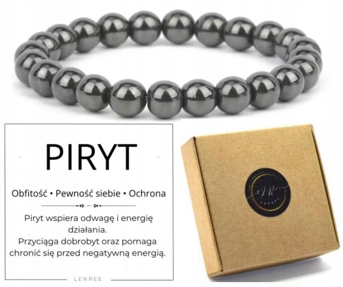 Bransoletka PIRYT 8mm Naturalne Kamienie Unisex Ochrona Pewność LENREE