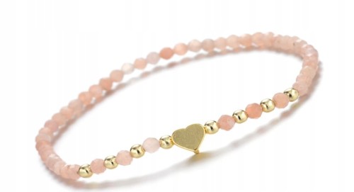 Bransoletka damska Kamień słoneczny serce kamienie naturalne