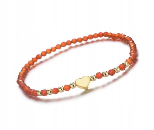 Bransoletka damska Agat karneol serce kamienie naturalne