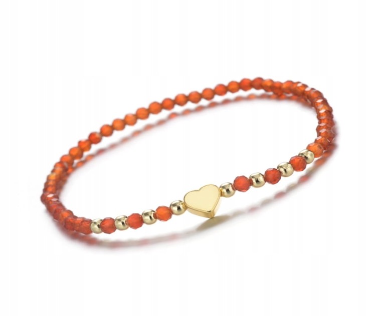 Bransoletka damska Agat karneol serce kamienie naturalne