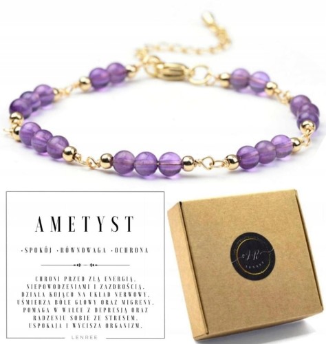 Bransoletka Damska TURMALIN Naturalny Czarny Elegancka Ochronna LENREE