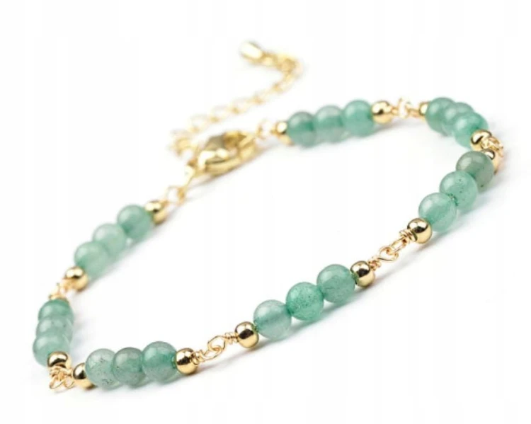 Bransoletka Damska AWENTURYN Naturalne Kamienie Zielona Elegancka LENREE