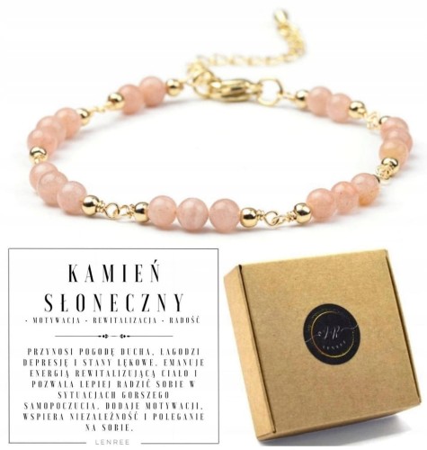 Bransoletka Damska KAMIEŃ SŁONECZNY Naturalne Kamienie Elegancka LENREE