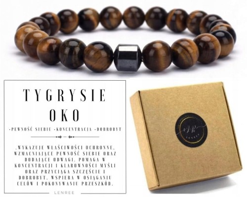 Bransoletka TYGRYSIE OKO Kamienie Naturalne Hematyt Unisex LENREE