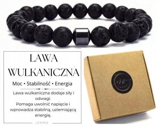 Bransoletka LAWA WULKANICZNA Kamienie Naturalne Hematyt Unisex LENREE
