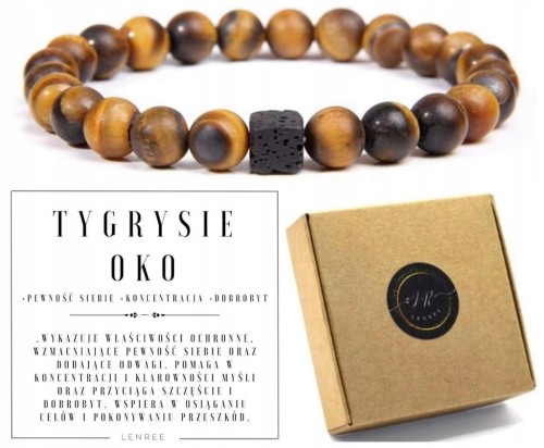 Bransoletka z Kamieni Naturalnych TYGRYSIE OKO TURMALIN Unisex LENREE