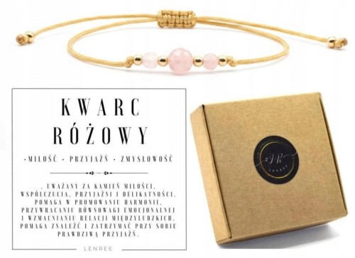 Bransoletka Kwarc Różowy 3mm miłość harmonia przyjaźń LENREE