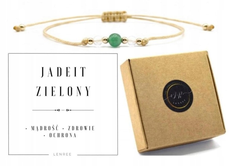 Bransoletka JADEIT ZIELONY 3mm mądrość zdrowie ochrona LENREE