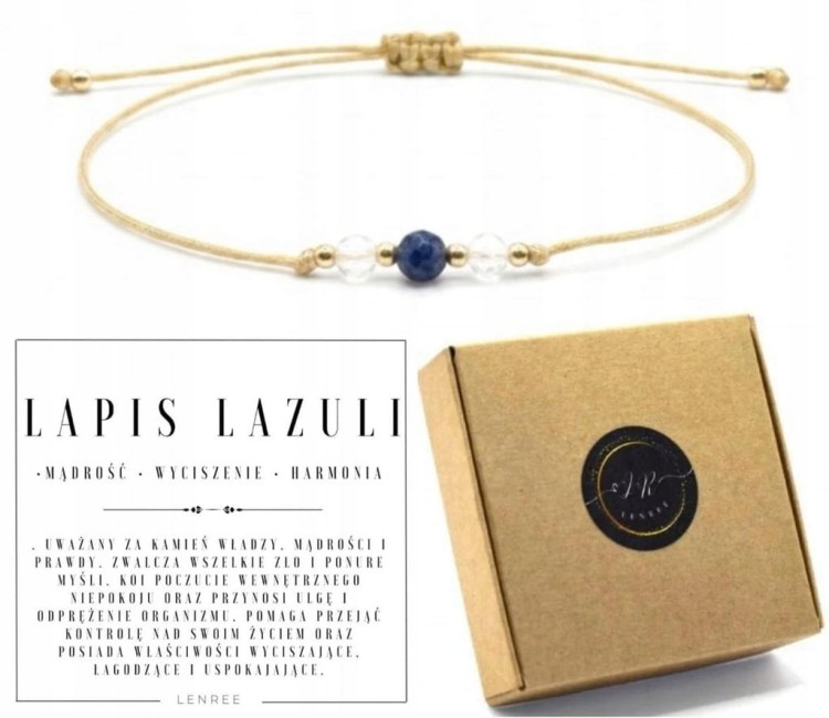 Bransoletka LAPIS LAZULI 3mm mądrość spokój harmonia LENREE