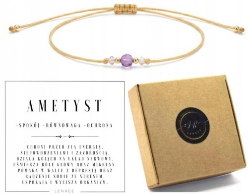 Bransoletka AMETYST 3mm spokój równowaga ochrona LENREE